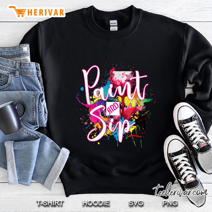 Paint And Sip Art Night Wine Canvas Sweatshirt