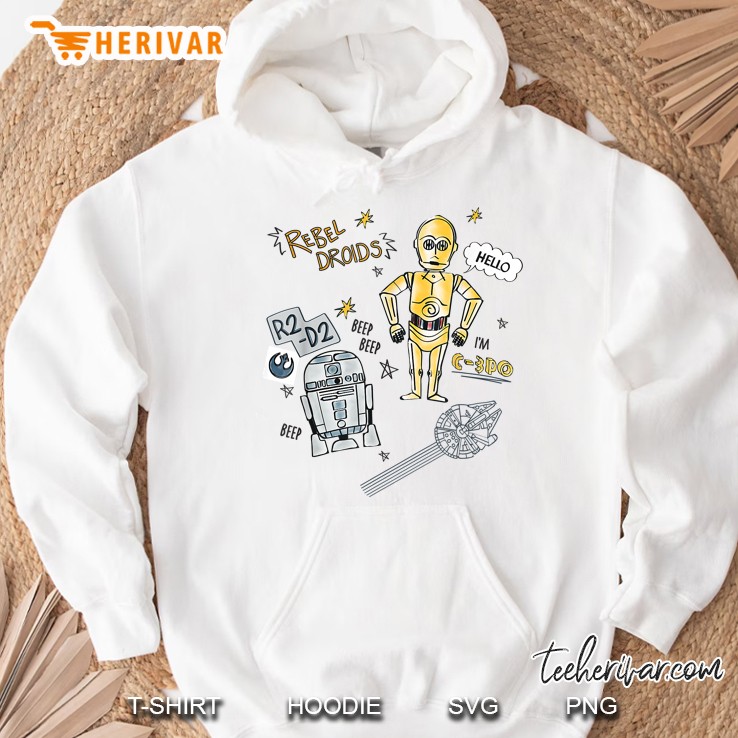 Star Wars R2-D2 C-3Po Rebel Droids Doodle Hoodie