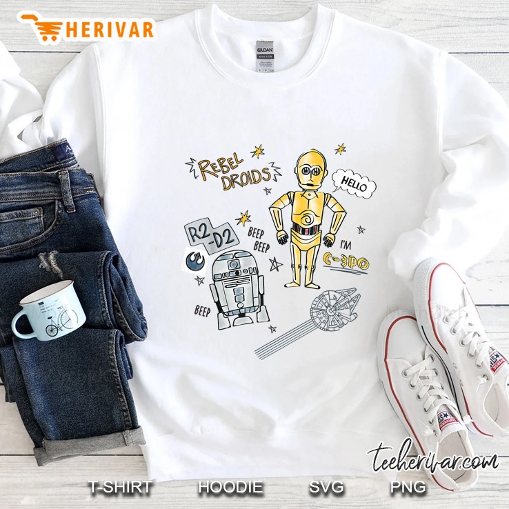 Star Wars R2-D2 C-3Po Rebel Droids Doodle Sweatshirt