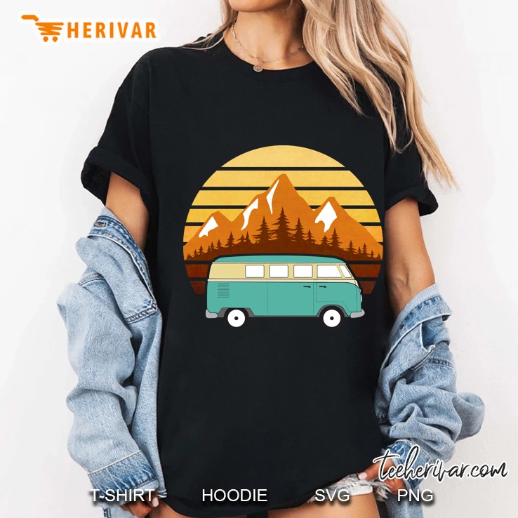 Camper Van Vintage Hippie Road Trip Ladies Tee