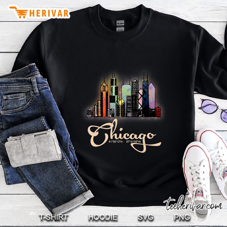 Chicago Illinois Colorful Slyline Sweatshirt