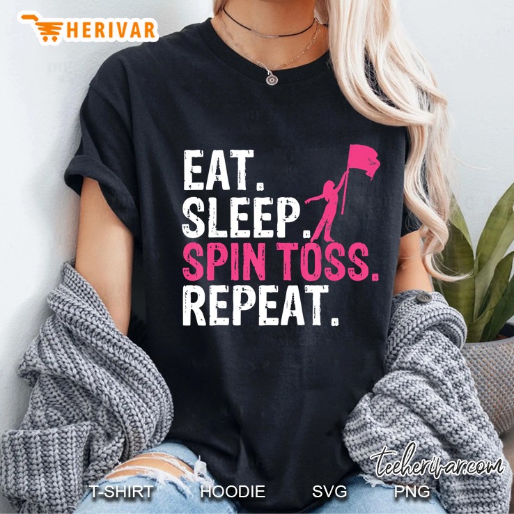 Eat Sleep Spin Toss Repeat Flag Color Guard Ladies Tee