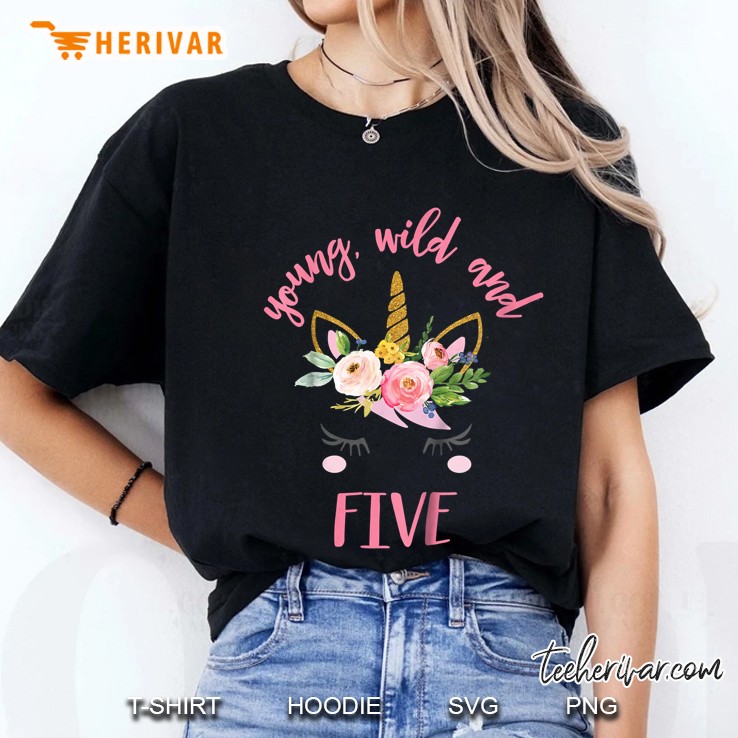 Young Wild And Five Unicorn Head Version Ladies Tee