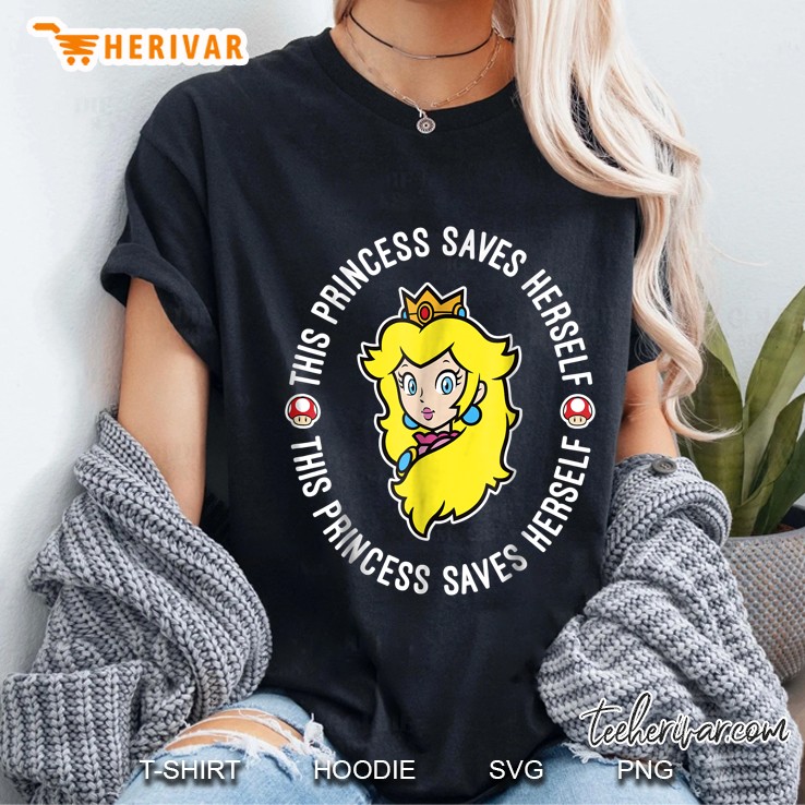 Nintendo Super Mario Princess Peach Saves Herself Ladies Tee