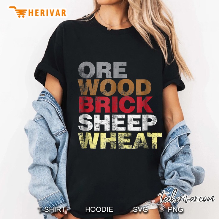 Ore Wood Brick Sheet Wheat Funny Settlers Board Game Ladies Tee