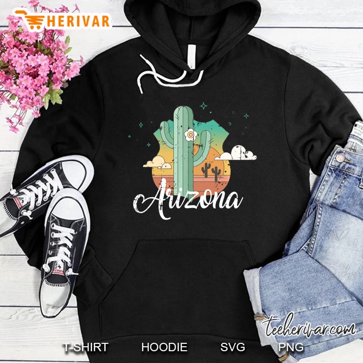 Retro Style Arizona Saguaro Cactus Hoodie