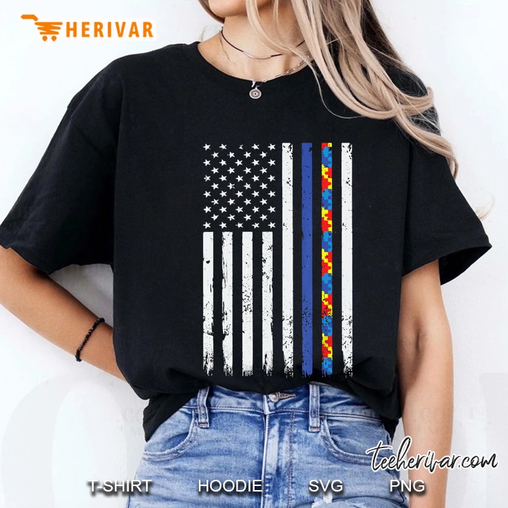 Thin Blue Line Police Support Autism 4Th July Ladies Tee