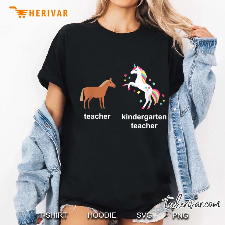 Teacher Kindergarten Teacher Horse And Unicorn Version Ladies Tee