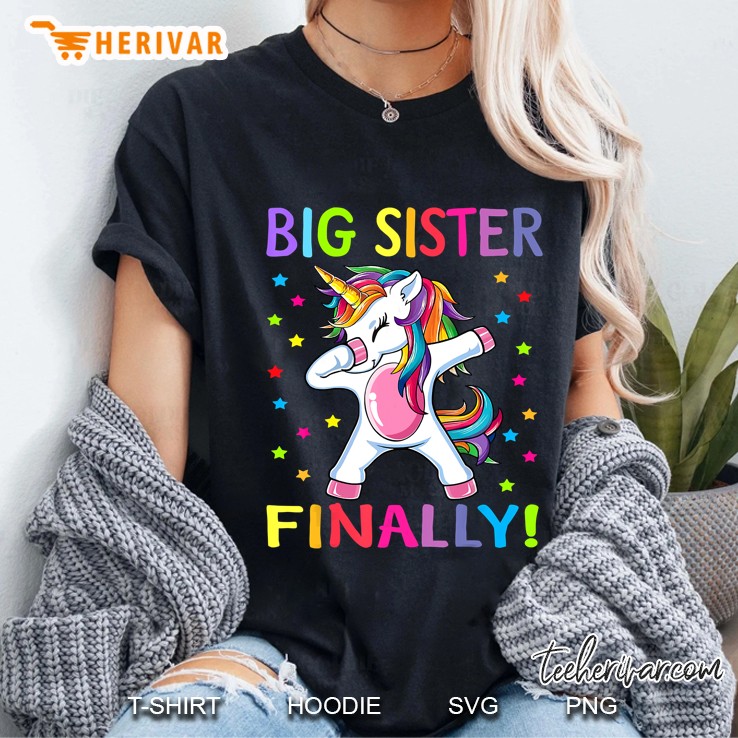 Big Sister Finally Dabbing Unicorn Star Version Ladies Tee