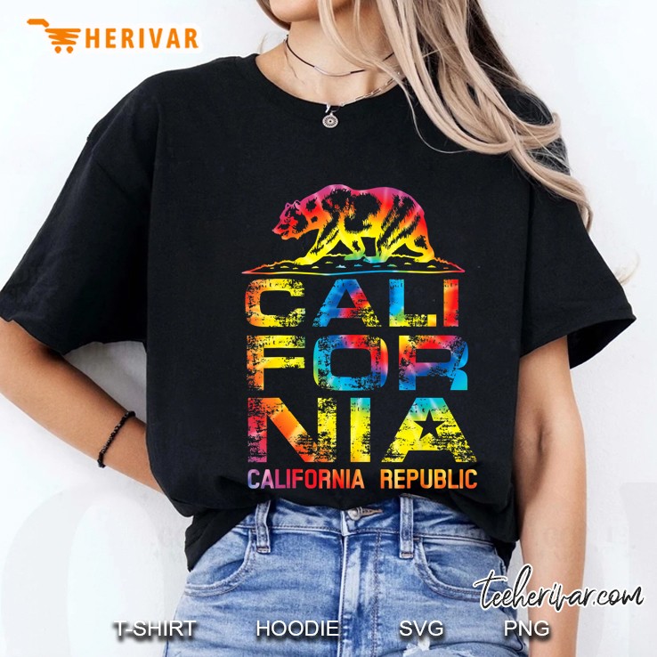 California Republic Tie Dye Bear Version Ladies Tee