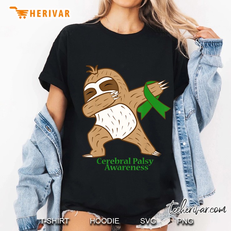 Cerebral Palsy Awareness Green Ribbon Dabbing Sloth Version Ladies Tee
