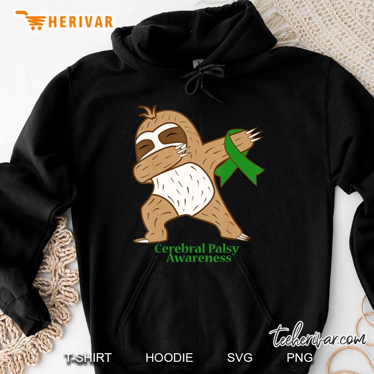 Cerebral Palsy Awareness Green Ribbon Dabbing Sloth Version Hoodie