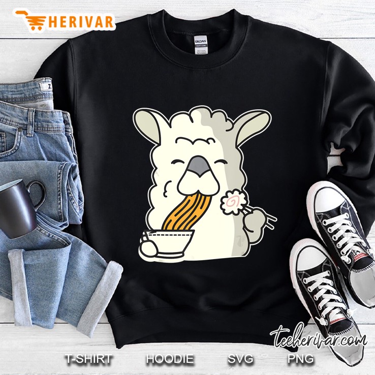 Llama Eating Ramen Noodles Sweatshirt
