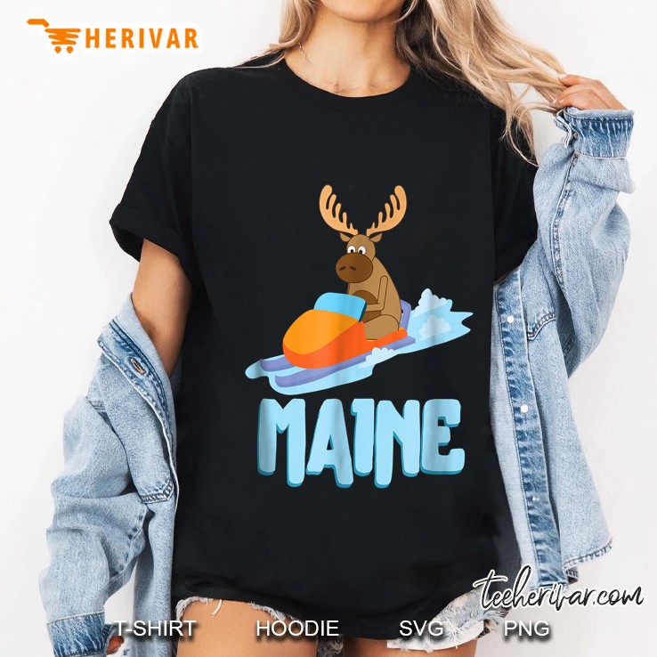 Maine Moose Snowmobile Ladies Tee