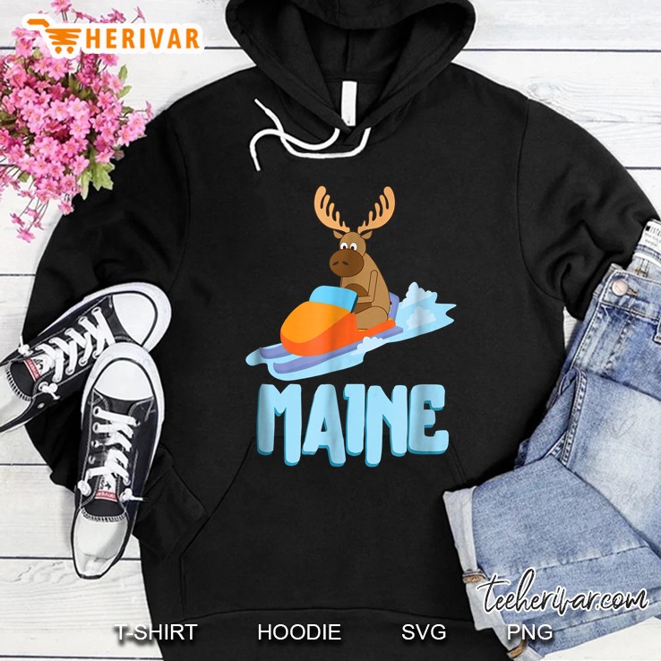 Maine Moose Snowmobile Hoodie