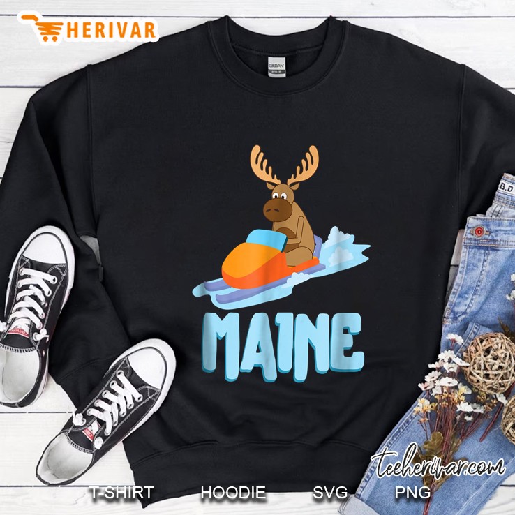 Maine Moose Snowmobile Sweatshirt