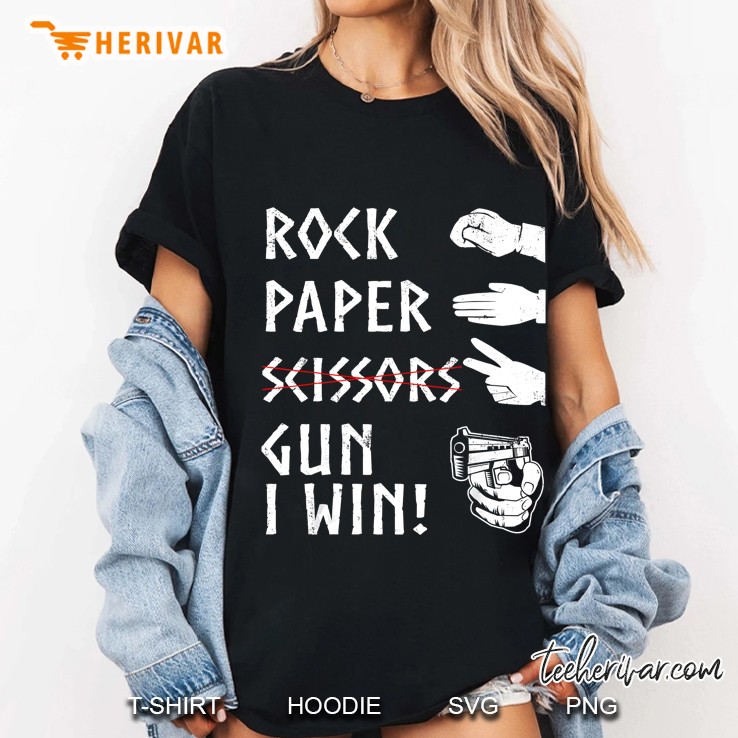 Rock Paper Scissors Gun I Win Ladies Tee