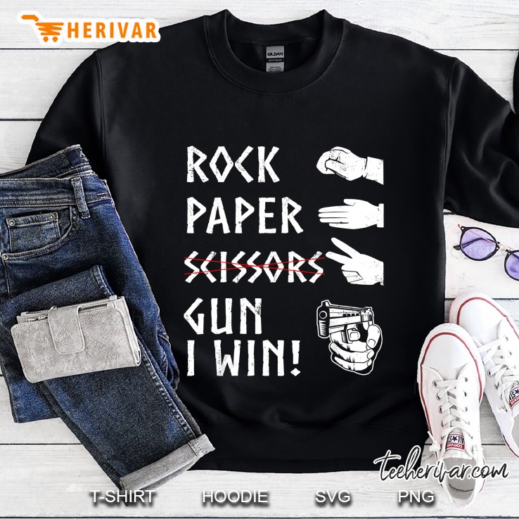 Rock Paper Scissors Gun I Win Sweatshirt