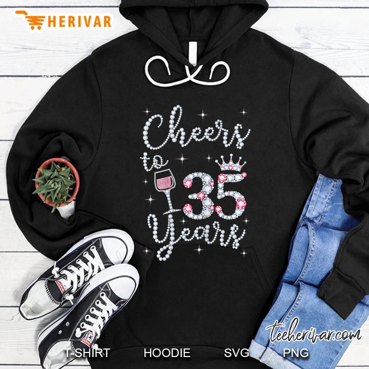 Cheers To 35 Years 1984 35th Birthday Hoodie