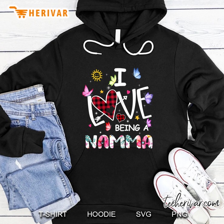I Love Being A Namma Plaid Heart Hoodie