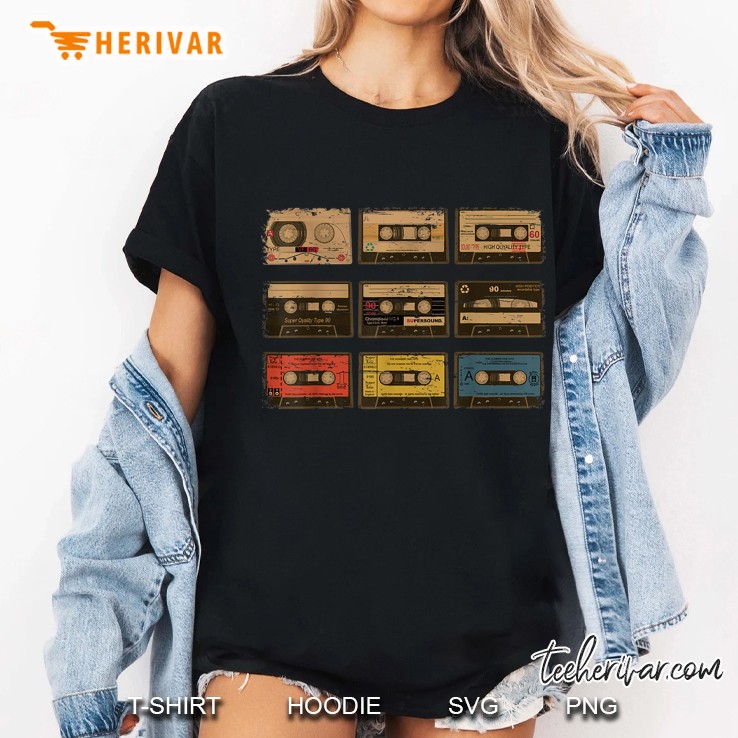 Nine Vintage Cassette Tapes Ladies Tee