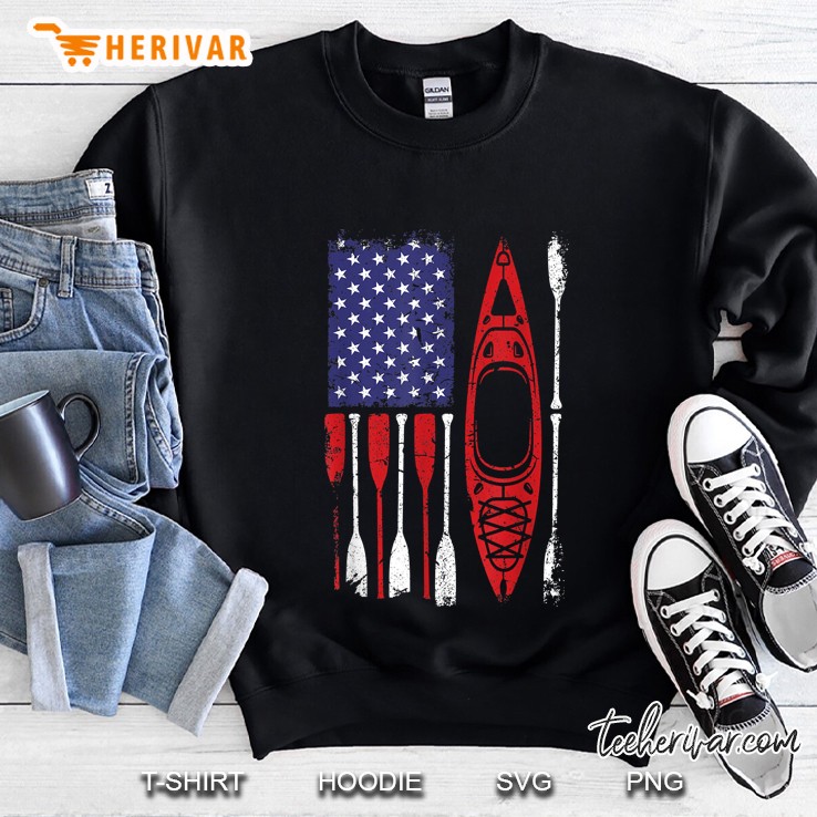 Usa Flag Kayak Paddle Funny 4Th Of July Sweatshirt