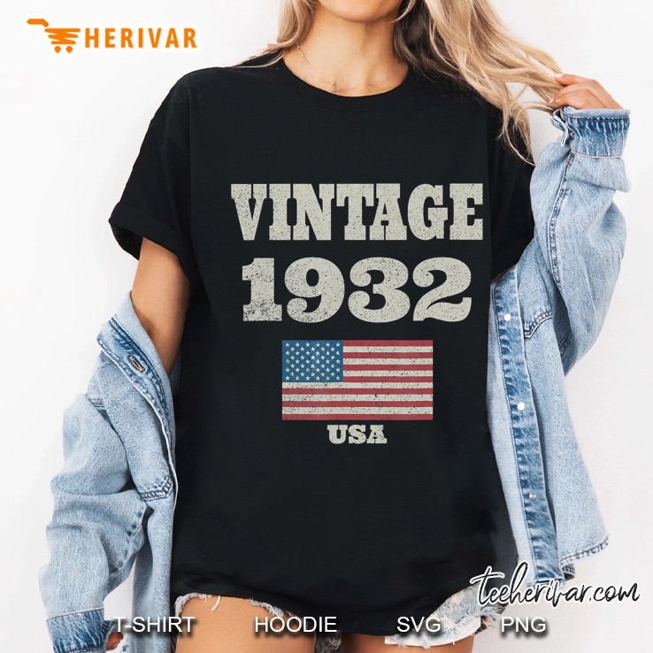 Vintage 1932 Usa American Flag Ladies Tee