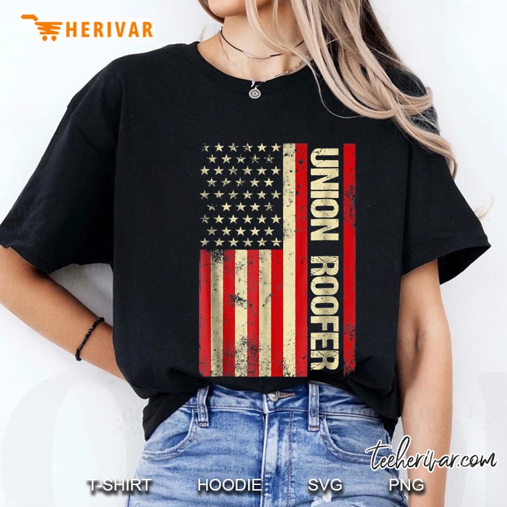 Union Roofer American Flag Ladies Tee