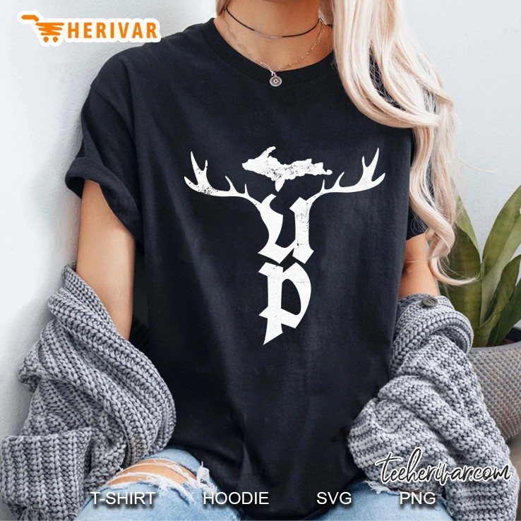 Upper Peninsula Michigan Deer Hunting State Map Michigander Ladies Tee