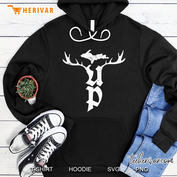 Upper Peninsula Michigan Deer Hunting State Map Michigander Hoodie