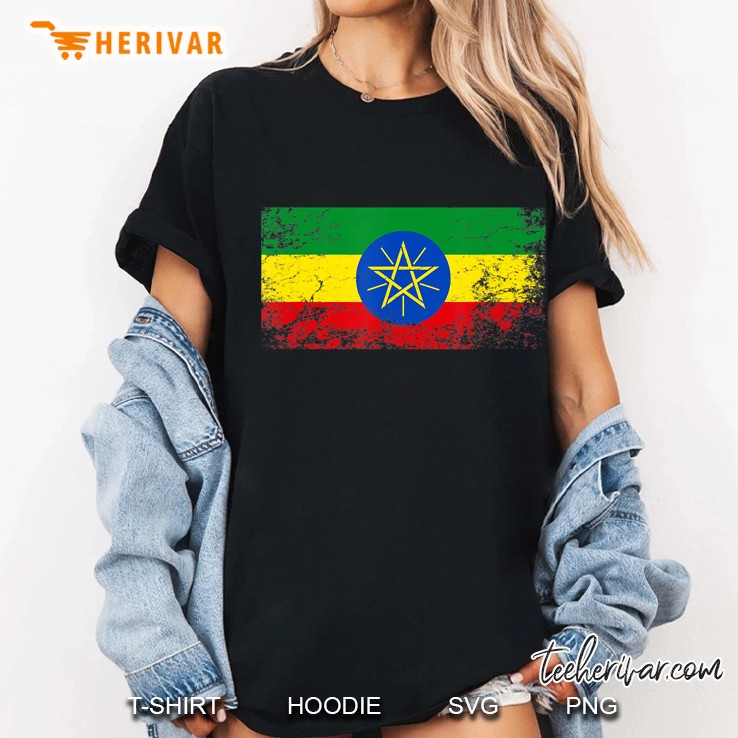 Ethiopian National Flag Grunge Version Ladies Tee