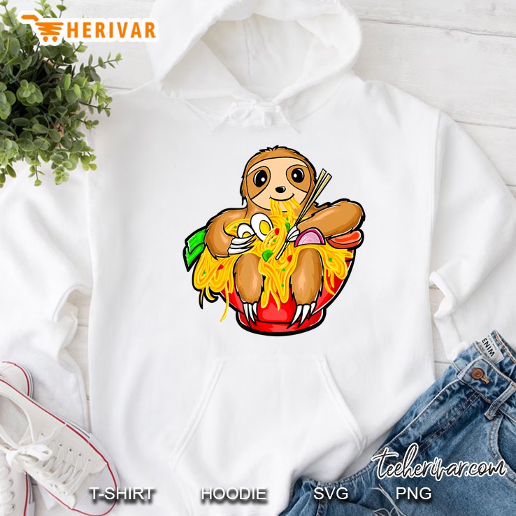 Kawaii Cute Anime Sloth Otaku Japanese Ramen Noodles Hoodie