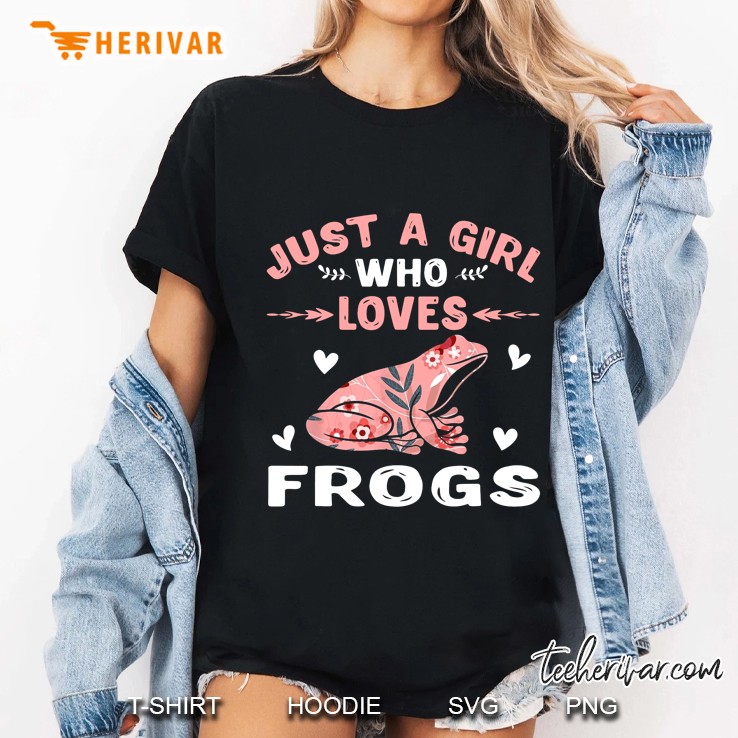Just A Girl Who Loves Frogs Pink Frog Floral Version Ladies Tee
