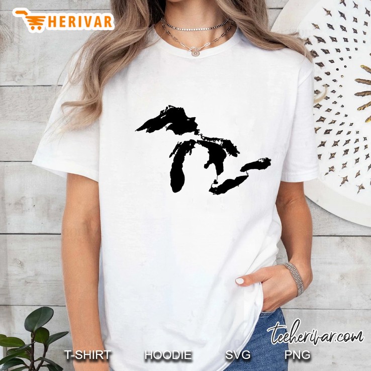 State Of Michigan Great Lakes Water Map Ladies Tee