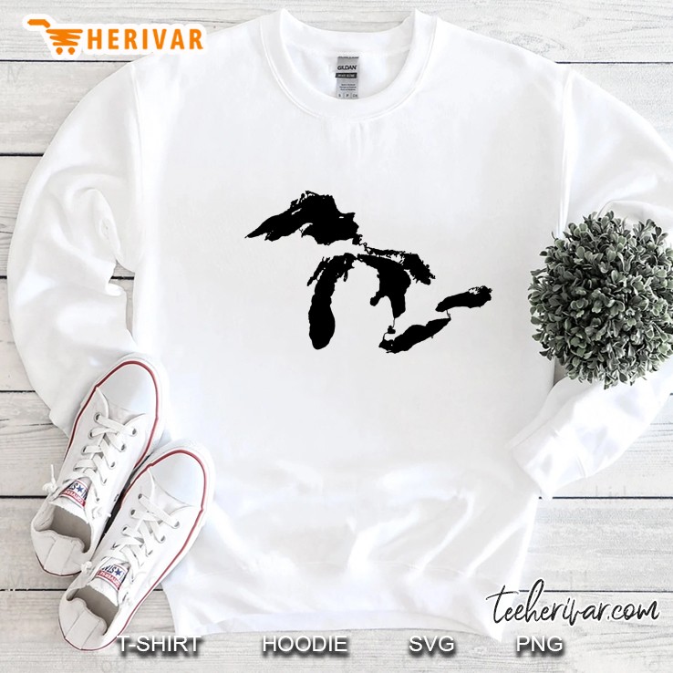 State Of Michigan Great Lakes Water Map Sweatshirt