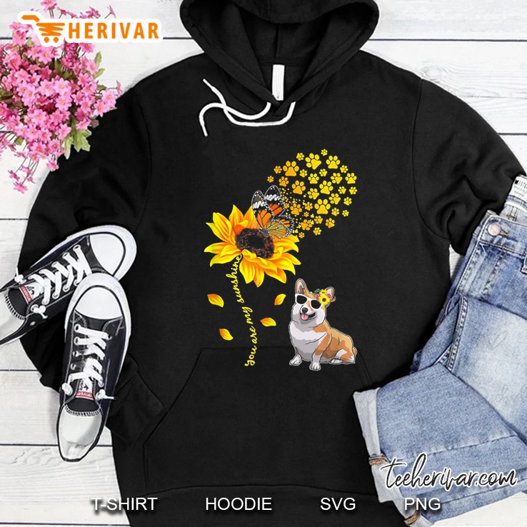 You Are My Sunshine Sunflower Corgi Hoodie