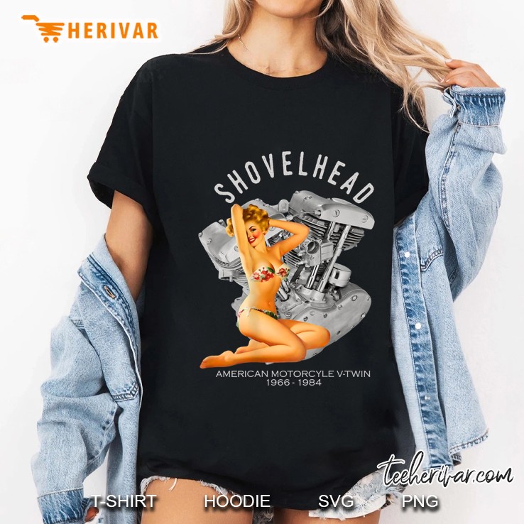 Shovelhead V-Twin Engine Bikini Pinup Ladies Tee