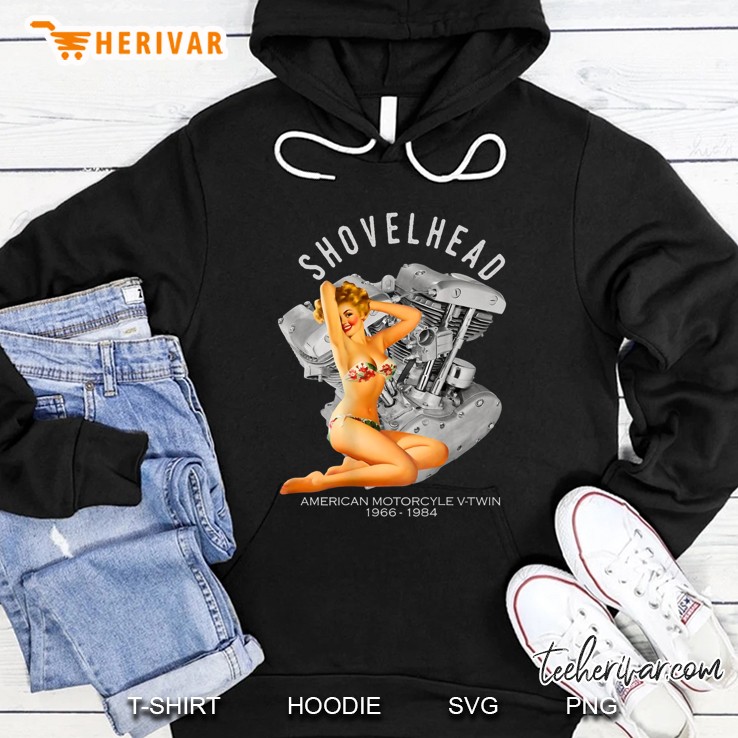 Shovelhead V-Twin Engine Bikini Pinup Hoodie