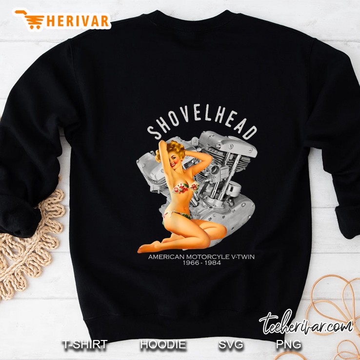 Shovelhead V-Twin Engine Bikini Pinup Sweatshirt