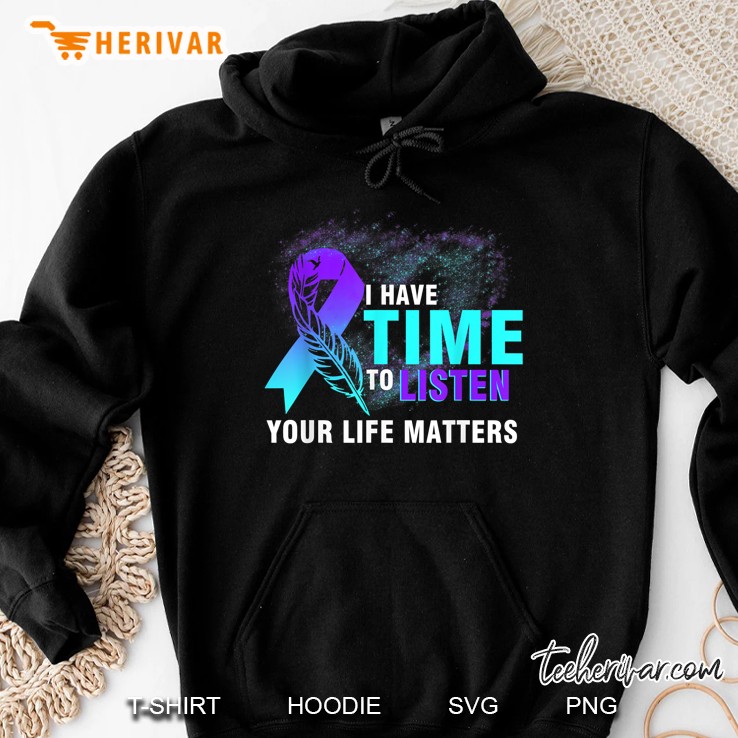 I Have Time To Listen Your Life Matters Blue And Purple Ribbon Hoodie