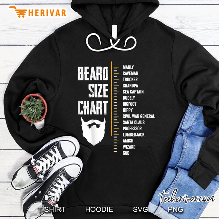 Beard Size Chart Mainly Caveman Trucker Grandpa Sea Captain Dudely Bigfoot Hoodie