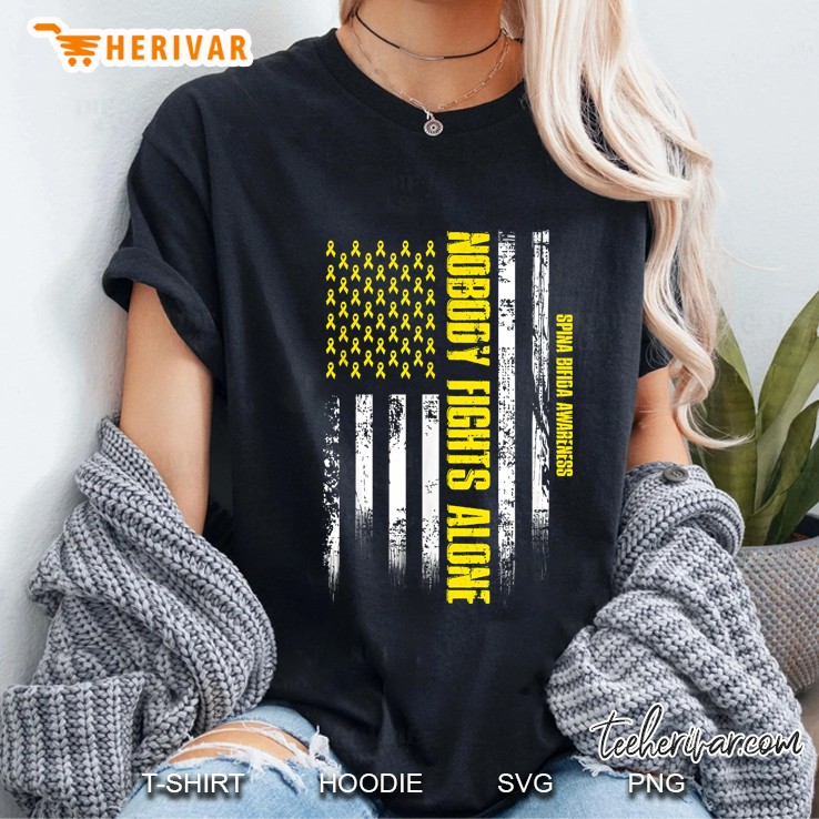Nobody Fights Alone Usa Flag Spina Bifida Awareness Ladies Tee