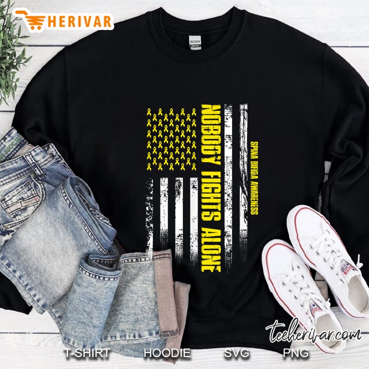 Nobody Fights Alone Usa Flag Spina Bifida Awareness Sweatshirt