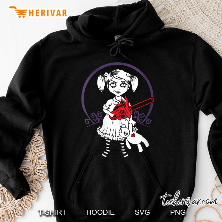 Chainsaw Girl Punk Goth Horror Simple Halloween Hoodie