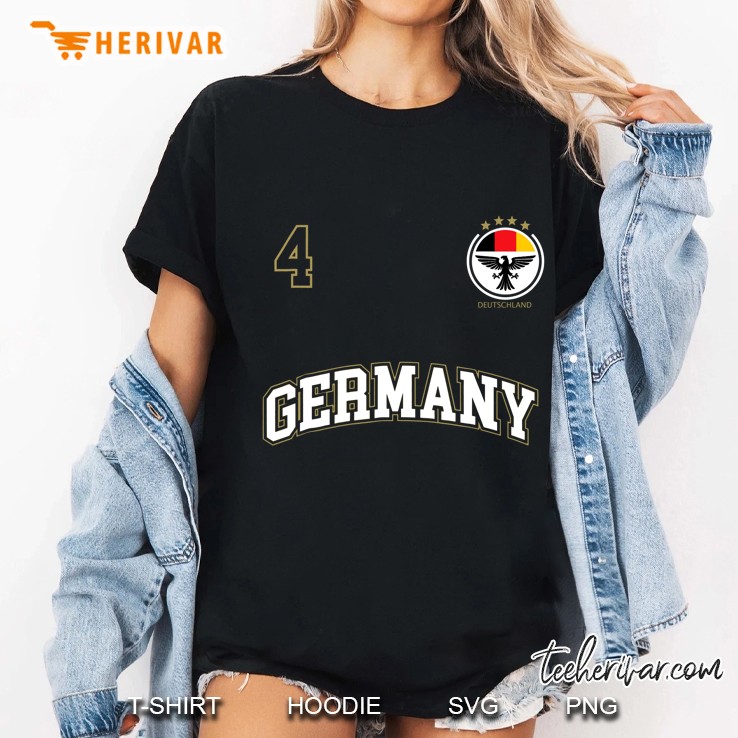 Germany Soccer No- 4 Sports Team German Flag Ladies Tee