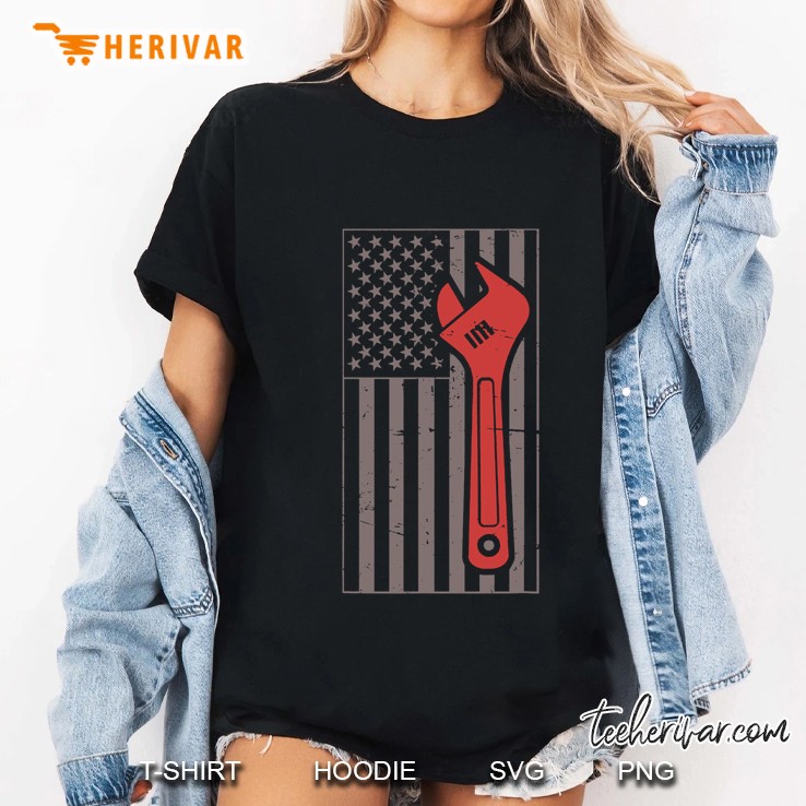 USA Flag - Rat Rod - Custom Car Builder Mechanic Ladies Tee