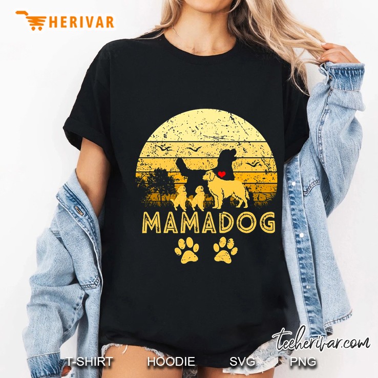 Mamadog Golden Retriever Vintage Version Ladies Tee