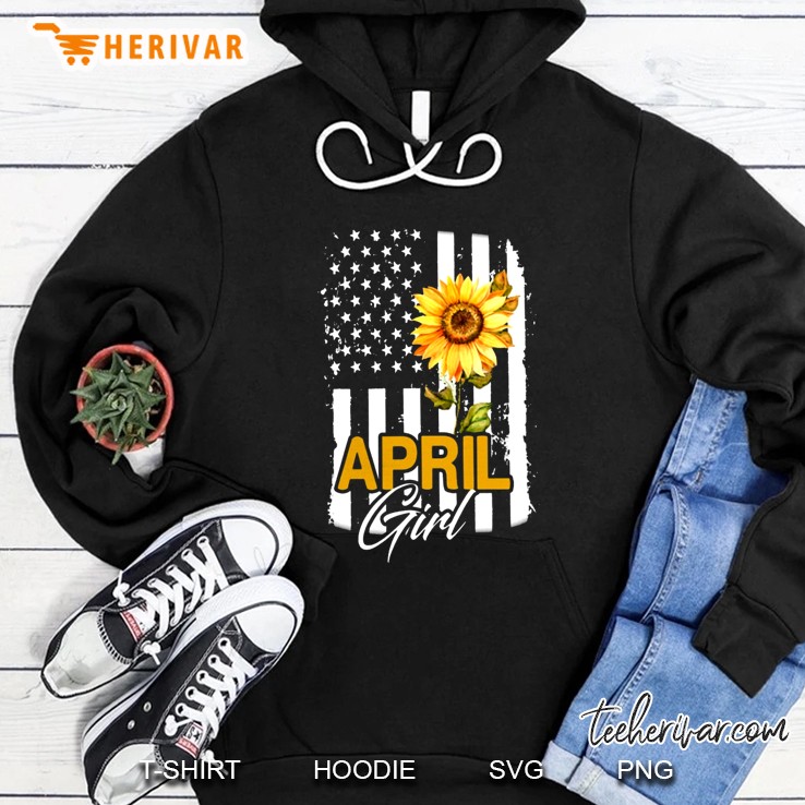April Girl Sunflower American Flag Version Hoodie