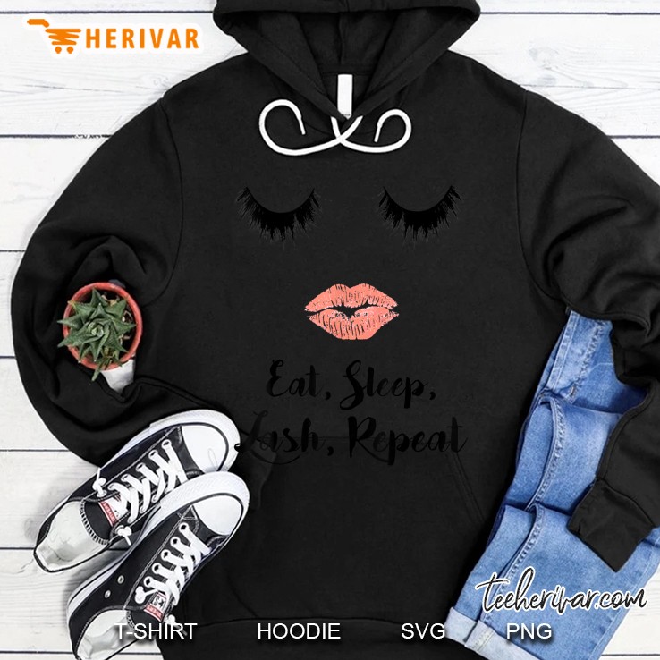 Eat Sleep Lash Repeat Eyelash Makeup Face Hoodie