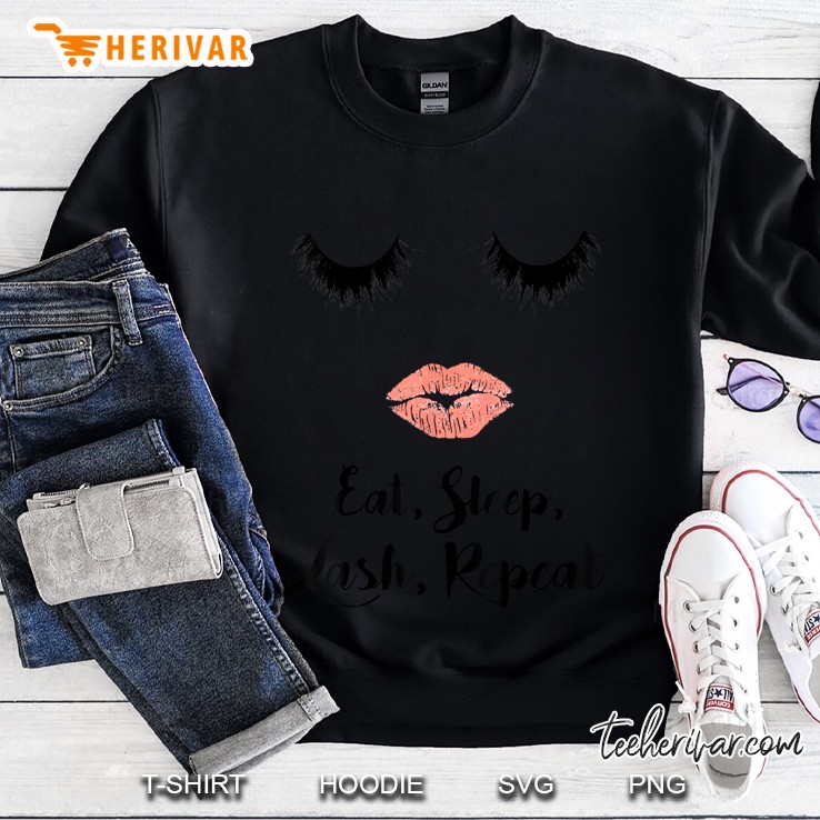 Eat Sleep Lash Repeat Eyelash Makeup Face Sweatshirt